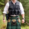 Young smart man wearing tactical kilt