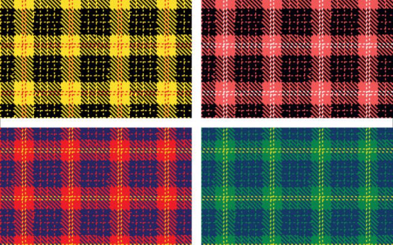 Set of plaid pattern seamless. Tartan patterns fabric texture. Checkered geometric vector background. Scottish stripe blanket